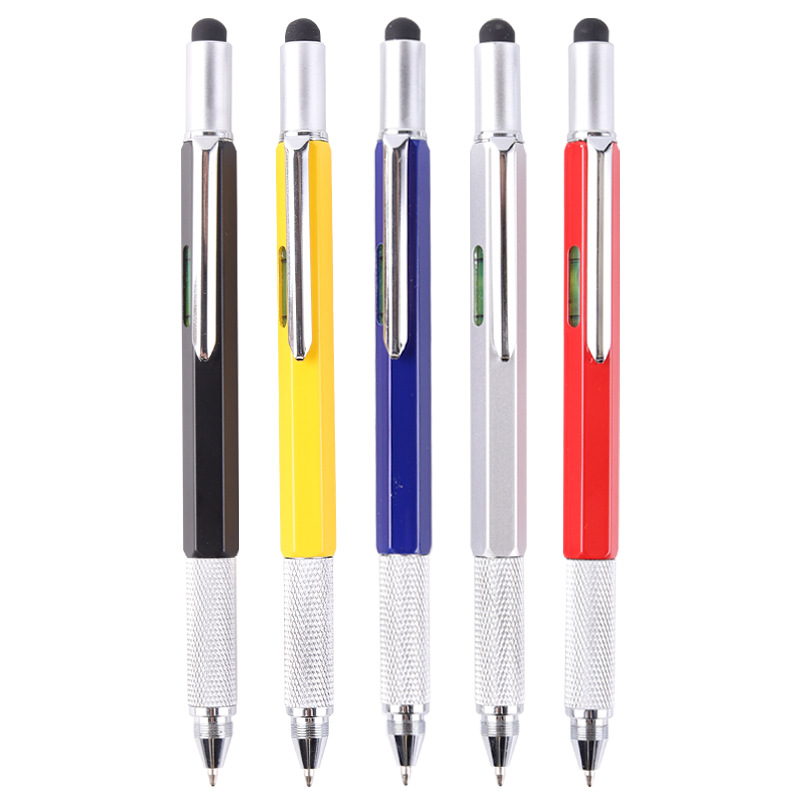 Medidor de nivel de escala Stylus Rotary multi-función herramienta de la pluma del metal suave bolígrafo