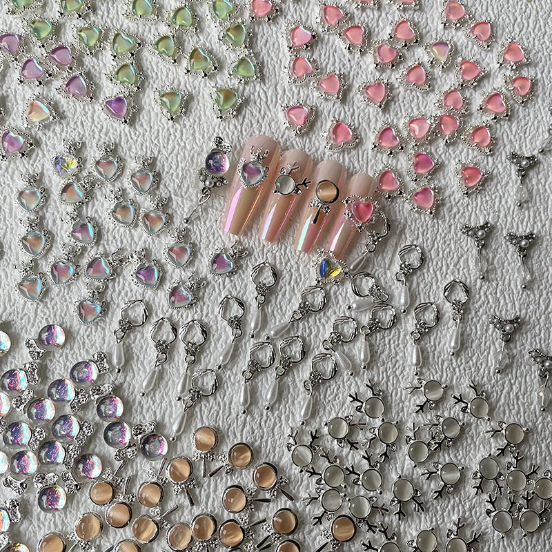 New nail jewelry diamond alloy Diamond Opal zircon magic color resin tassel Pearl nail decorative diamond