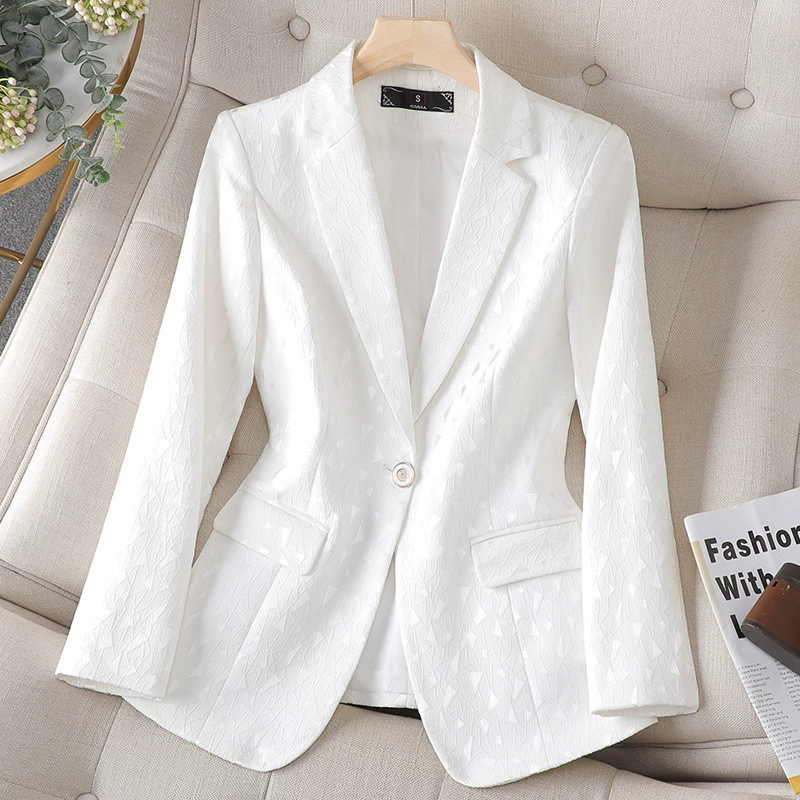 Белый демисезонный модный короткий классический пиджак костюма, slim fit, городской стиль
