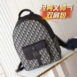 男包黑色柔软粒面小牛皮时尚马鞍双肩包背包高品质图