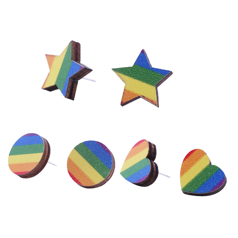 Holiday Occasion Wood Material Letter Pattern Simple Style Letter Wood Printing Women's Drop Earrings