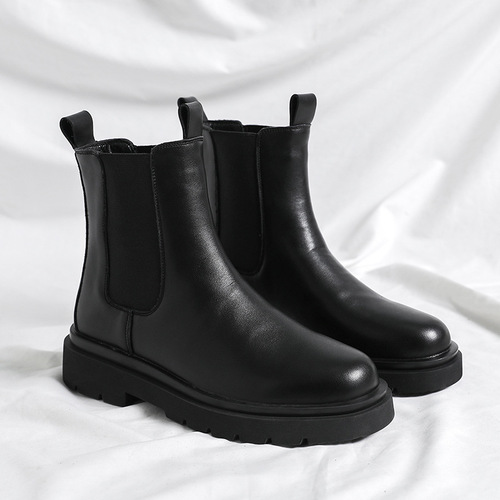 Large size autumn and winter Martin boots 45 men's Korean style Chelsea men's boots 46 British style plus velvet high-top shoes 6032-L