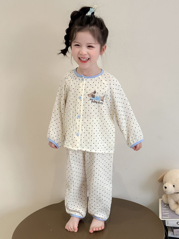 2025 nuevo pijama de niñas primavera y otoño para niños manga larga conjunto de separación de ropa de aire acondicionado para niñas bebés de otoño ropa para el hogar