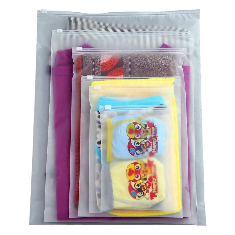 Bolsa de cremallera esmerilado ropa interior calcetines PE bolsa de cremallera ropa ziplock bolsa de plástico transparente bolsa de embalaje de ropa al por mayor