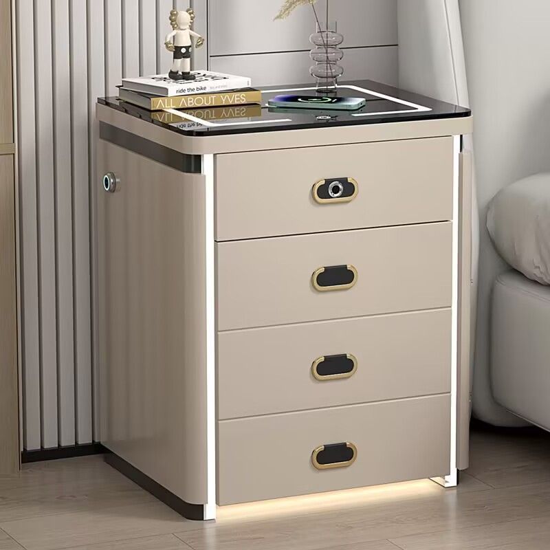 New Smart Bedside Table Safe Integrated Household Four-Drawer Cabinet Multi-Function Wireless Charging Audio Fingerprint Safe
