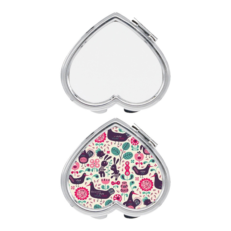 Transferencia de calor directa del cabello espejo cosmético impresión logo espejo plegable portátil espejo de metal Material al por mayor