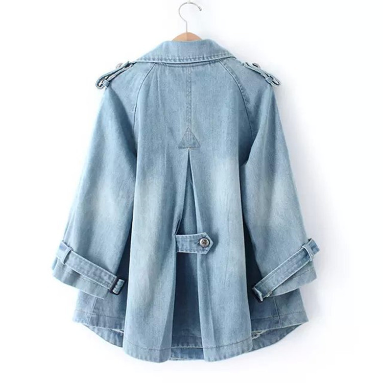 A-line cape denim short jacket women's top 2026 spring and autumn new thin summer loose plus-size trench coat A-line cape denim short jacket women's top 2026 spring and autumn new thin summer loose plus-size trench coat