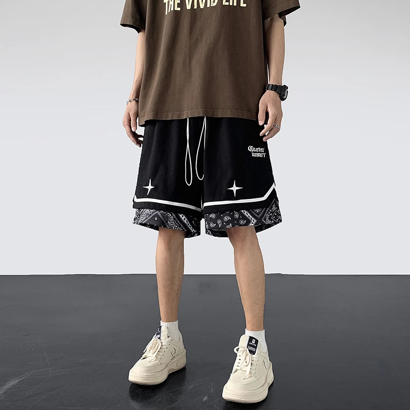 High Quality Cashew Flower Basketball Shorts Men's Summer Trendy Brand Loose Casual Cross Cropped Trousers Sports Pants for Men