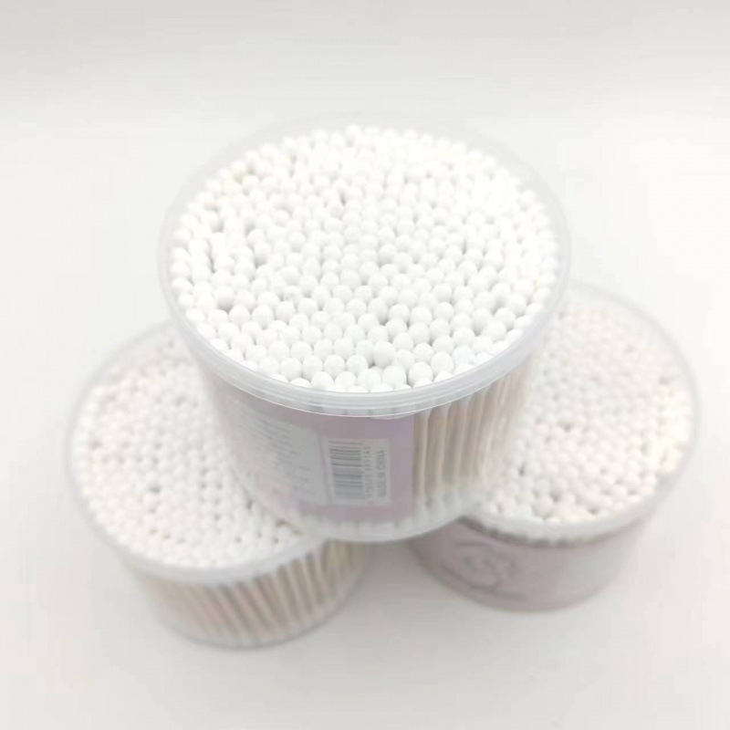 Hispones de algodón de doble cabeza para maquillaje y desmaquillaje, bastones de algodón desechables para limpieza de orejas, bastones de algodón higiénico y desinfectante, bastones de madera, bolas de algodón