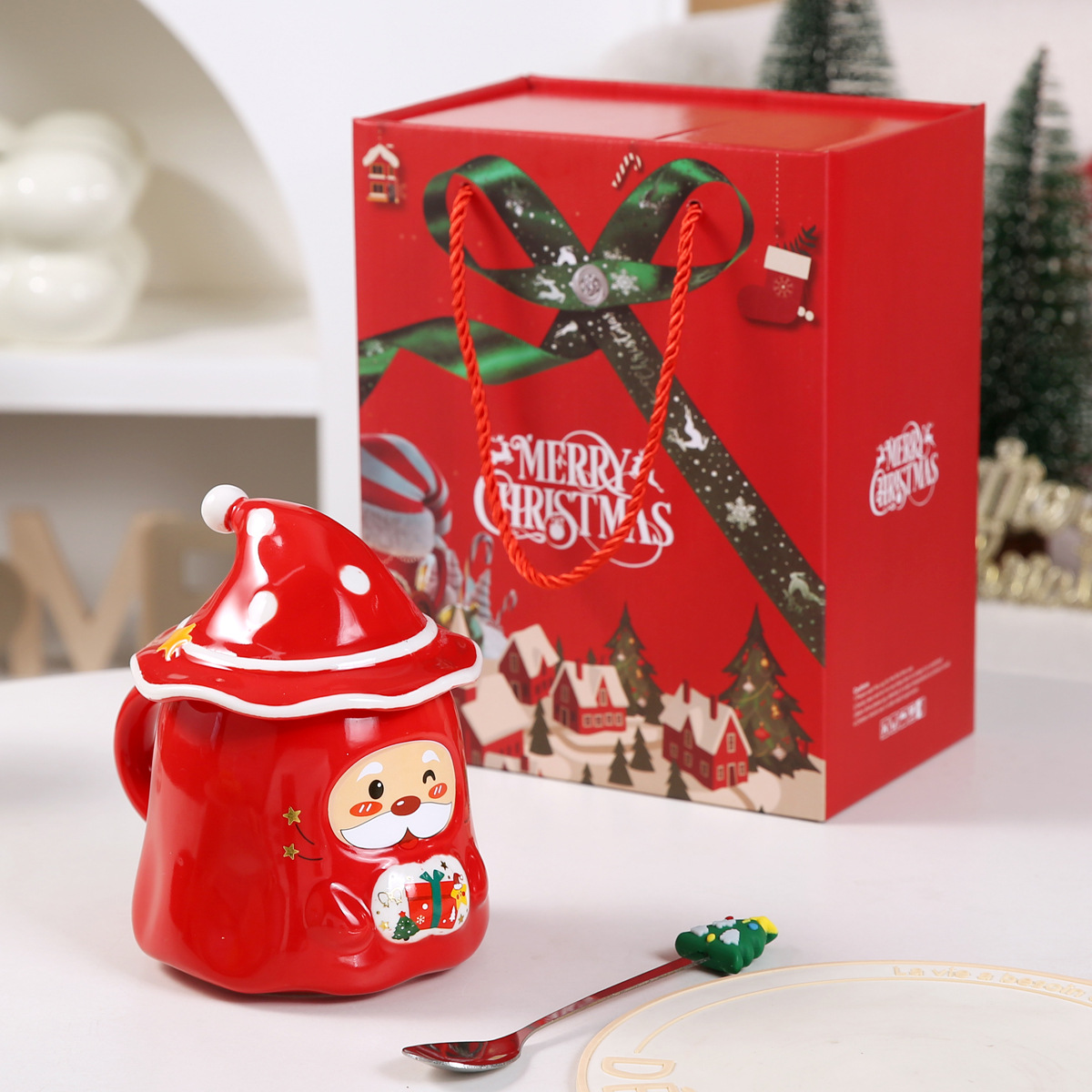 Regalos de Navidad transfronterizos dibujos animados creativos Santa Claus tazas de cerámica regalos de Navidad tazas de regalo