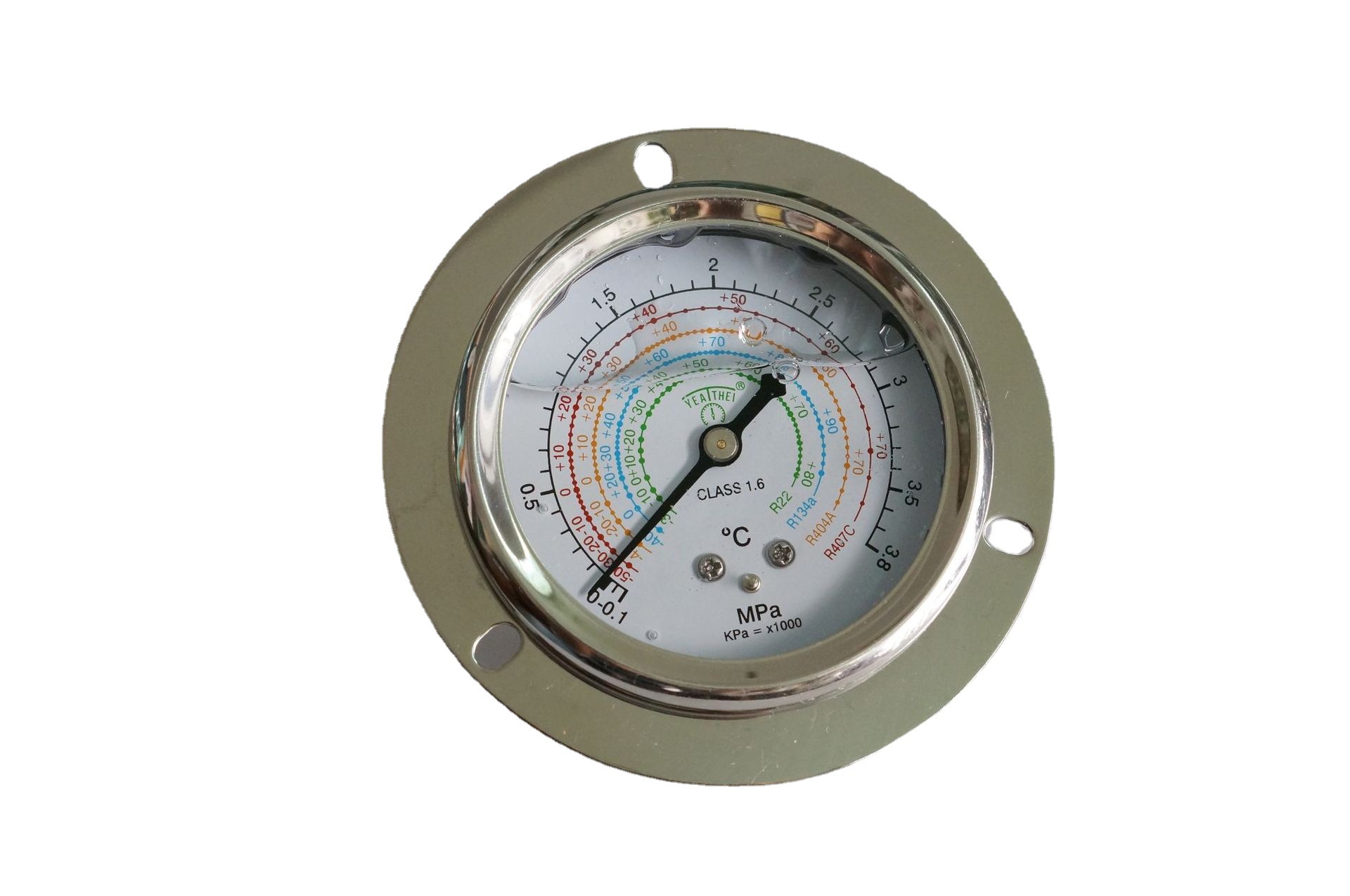 厂家直销60MM轴向带边一体式高低压冷媒油压表1.8MPA 3.8MPA