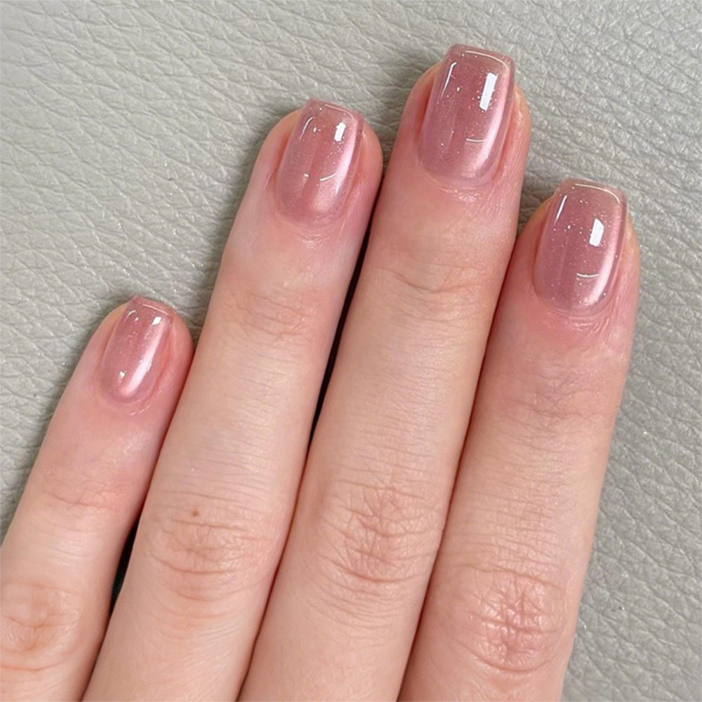 Polvo brillante de color sólido para usar uñas de ojo de gato polvo desnudo suave y elegante manicure 10 piezas escalera de código decimal pieza de uñas falsas