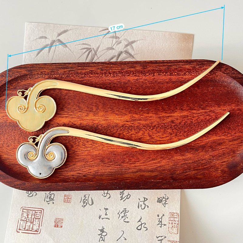 七公主宋锦手工diy古风祥云蝴蝶发簪发钗发饰合金凹槽底胚材料|undefined