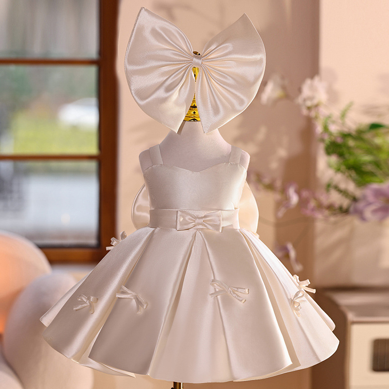 Children's Dress One Year Old Baby's Birthday Banquet Princess Dress Strap Little Girl Flower Girl Light Luxury Niche Host Performance Dress