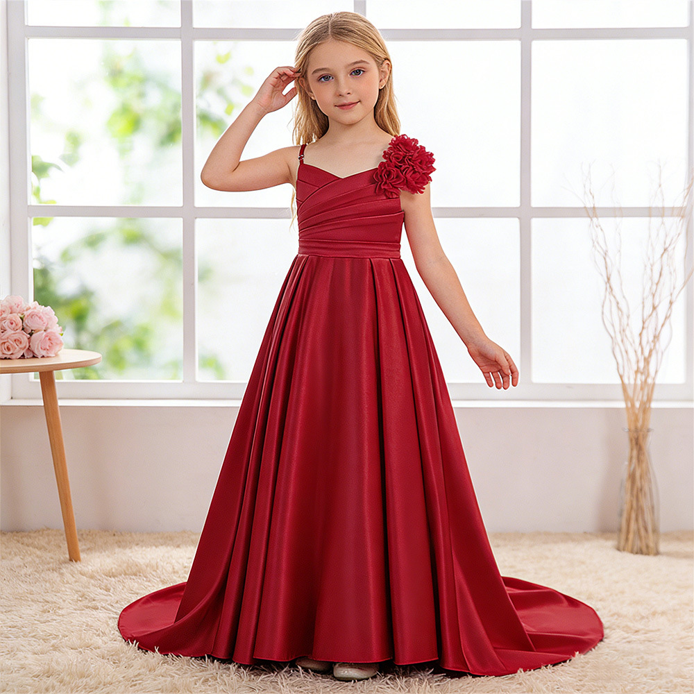 Amazon nuevo vestido de princesa de desfile vestido de banquete de chicas vestido de noche de chicas de banda blanca