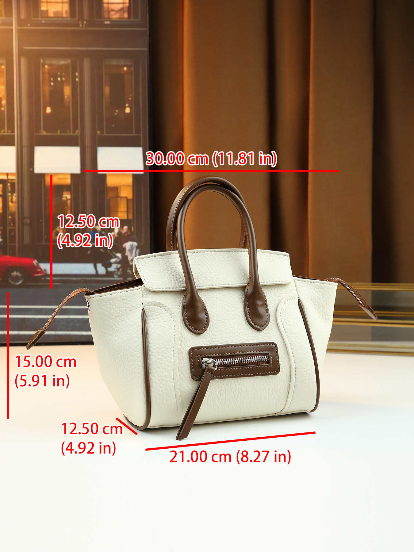 Women's Retro Colour Block Smiley Face Large Pu Leather Tote Bag_voghion.com