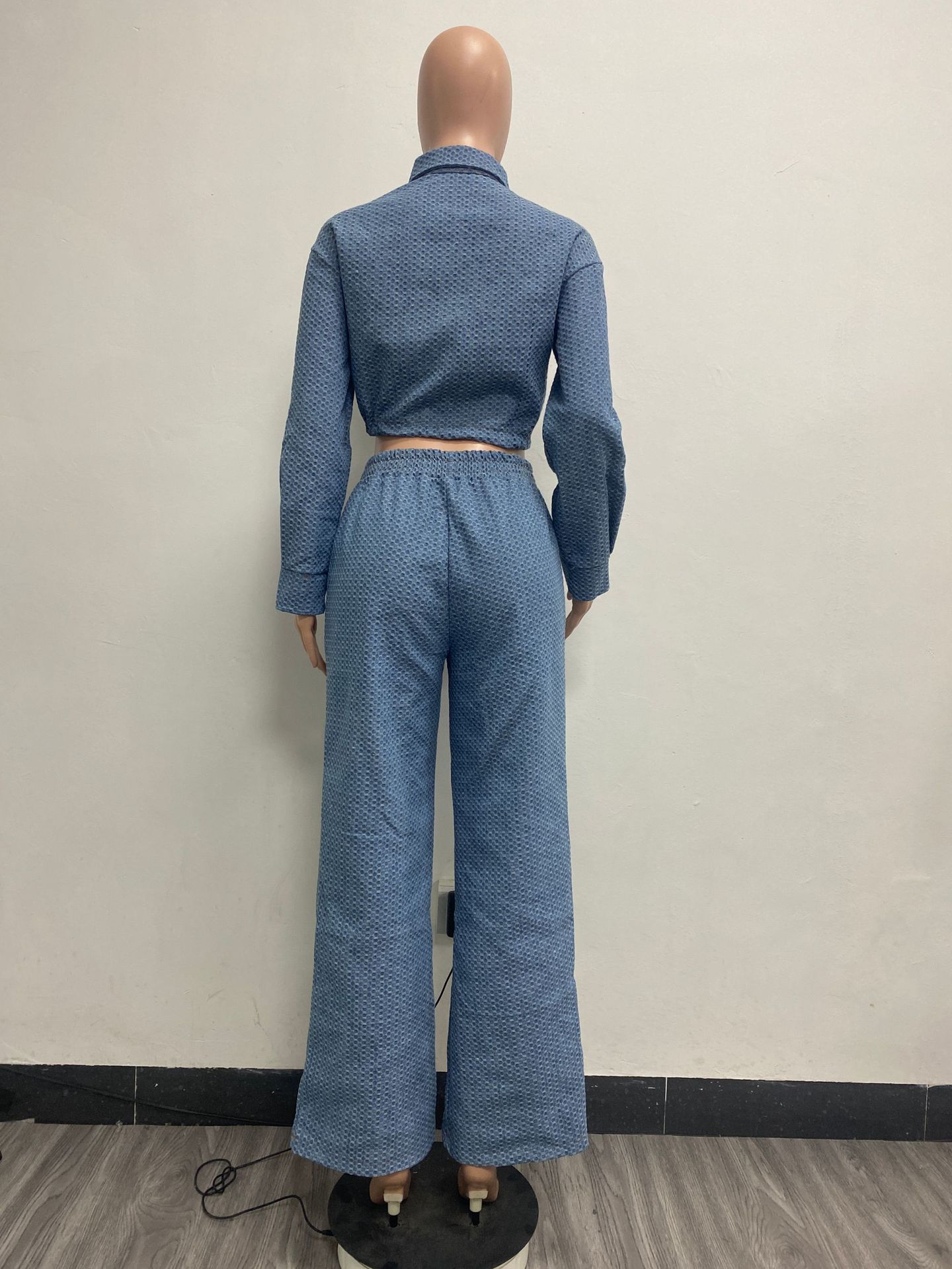 Long Sleeved Trousers Denim Women Wear Two Piece Set