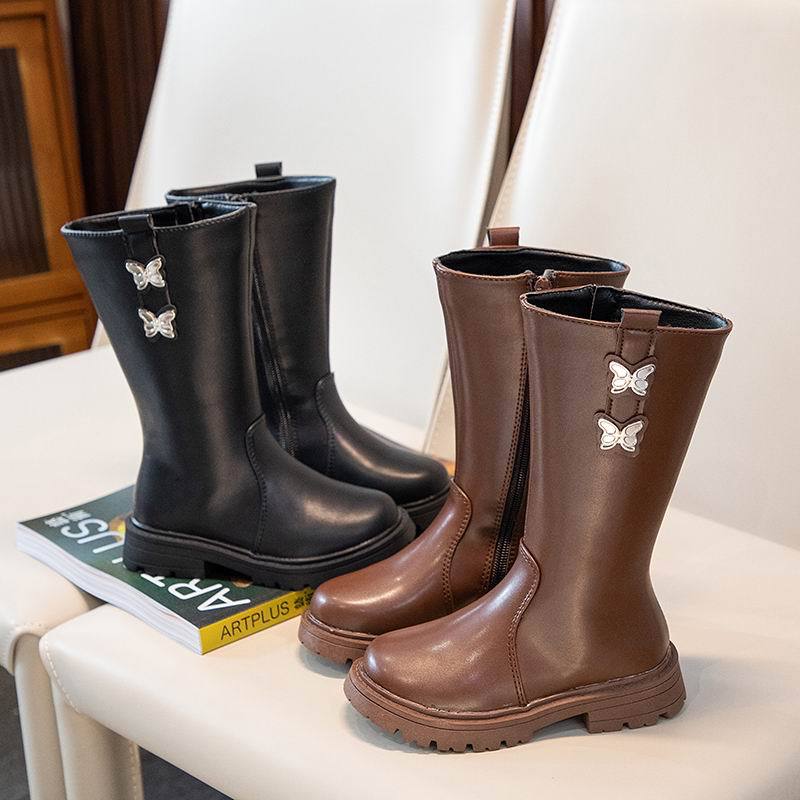 Children's Snow-Proof Ankle Boots with Princess Style, 2023 Autumn/Winter Option, Featuring Plush and Warmth, with Bow Ties for Little Girls