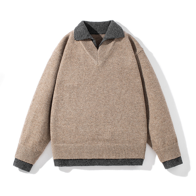 Marca de moda americana de gran tamaño suéter de otoño y invierno masculino retro creativo de alta calle universal simple suelta pareja camisa de punto