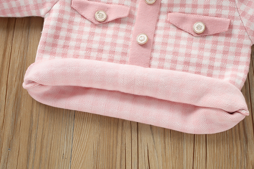 Ensemble pull-over pour filles, nouvelle jupe deux pièces tricotée à carreaux, à la mode coréenne, parfumée, automne/hiver, 2023_voghion.com