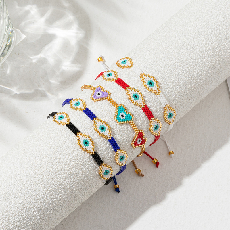 Bohemian ethnic style Turkey evil eye miyuki bracelet simple three-star eye rice beads bracelet