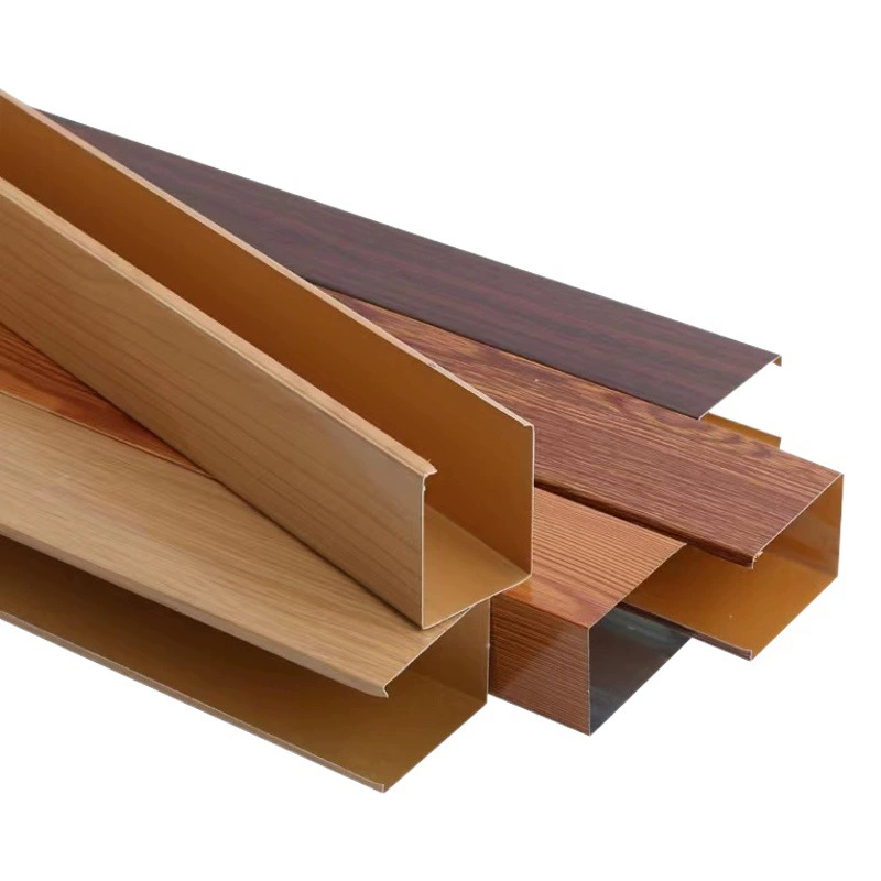 Алюминиевая квадратная труба с отделкой под дерево, профиль из алюминиевого сплава, прямоугольная алюминиевая труба, четырехсторонний алюминиевый профиль, водонепроницаемый готовый продукт.