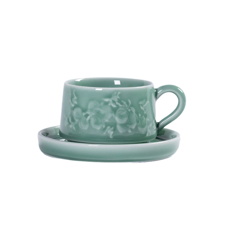 空山新雨 Longquan celadon high-end coffee cup ceramic cup and saucer set mug tea cup