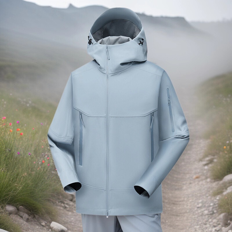 Niaojia Soft Shell Jacket Men's Outdoor Waterproof and Windproof Hooded Jacket Mountaineering Jacket Group Clothing Can Be Customized