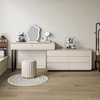 Modern and minimalistic advanced dressing table from natural wood for bed, high-quality style