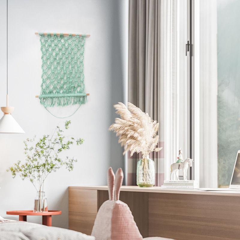 廚房懸掛水果兜吊籃網(wǎng)兜雜物裝飾旅行攜帶編織棉繩掛兜掛壁式儲(chǔ)物