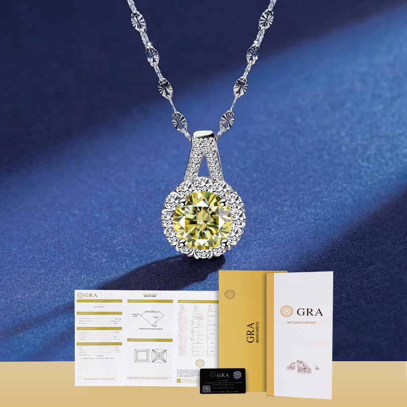 S925純銀1カラット太陽花ネックレス女ins水滴気質莫桑石ペンダントデザイン感シンプルなアクセサリー|undefined