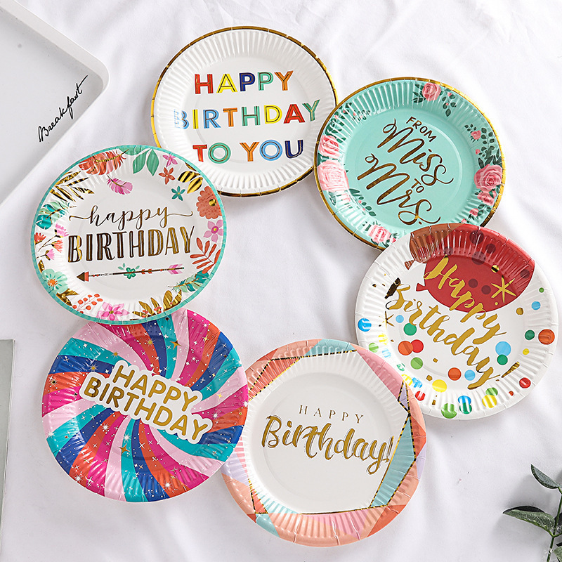 Children's Birthday Party Disposable Plate Picnic Plate Cake Plate Large Paper Plate Dessert Table Decoration Tableware