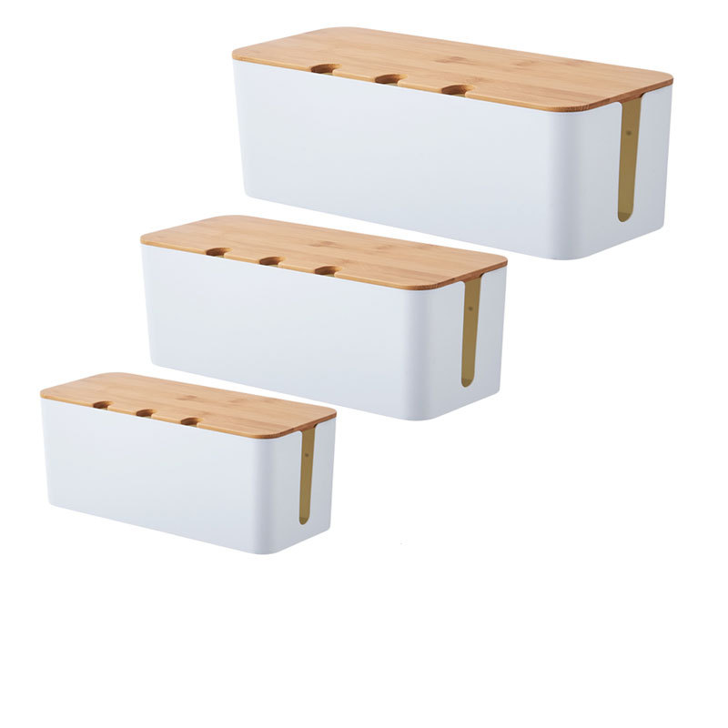 caja de cable eléctrico con agujero cubierta de madera de bambú caja de cable de escritorio placa de enchufe fila de enchufe caja de almacenamiento cargador de cable de alimentación caja de concentrador