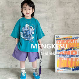 萌苏男童潮牌短袖t恤2026新款水洗夏装儿童上衣中小童宝宝夏t半袖
