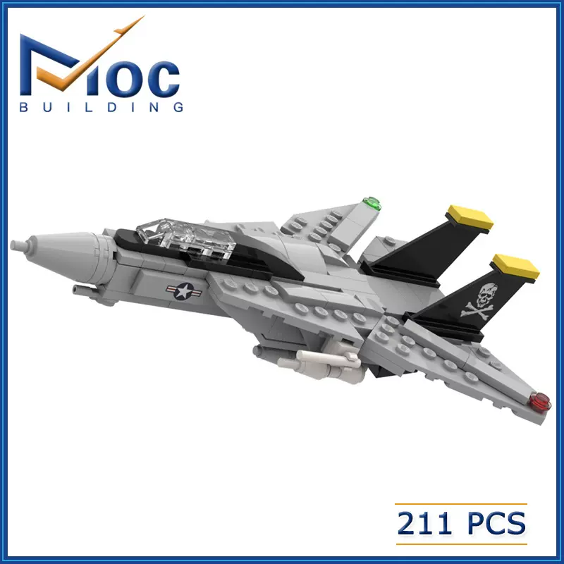 MOC创意小颗粒兼容积木迷你F14雄猫飞机DIY儿童益智玩具MOC-32402