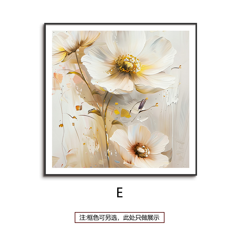 Pintura al óleo simple estilo flor cuadrado dos piezas pintura decorativa hermosa sala de estar comedor pintura colgante dormitorio pasillo mural