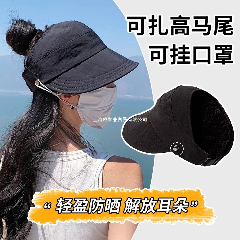 Женская летняя шляпа от солнца в стиле Zhao Lusi, подходит для хвостиков, большого окружения головы, бейсболки с открытым верхом, рыбацкой шляпы от солнца.