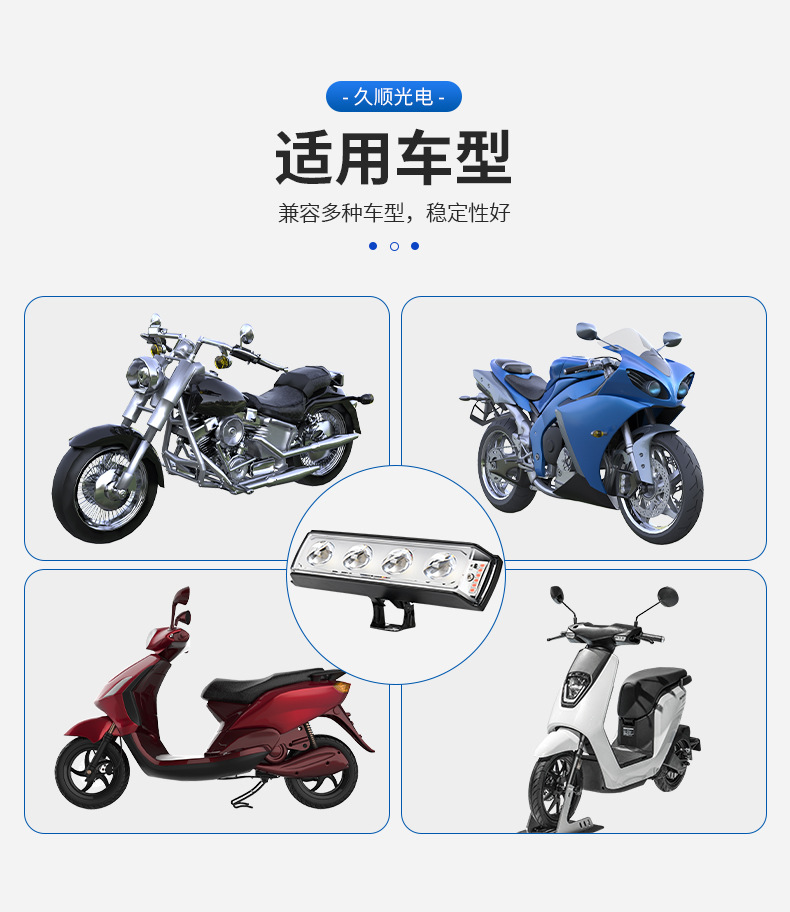 Motorcycle LED Headlight, Electric Vehicle High/Low Beam Spotlight