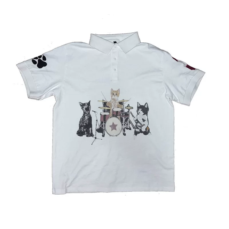 Polo Shirt Unisex Y2K Short-Sleeve, Dark Goth Vintage Printed Pattern, Summer Streetwear S–XL