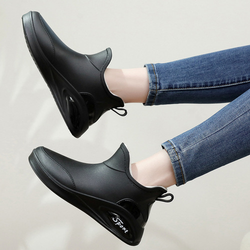 Wholesale Cross-border Fashion Slip-resistant Low-tube Water Shoes Water Boots Short-tube Rain Boots Car Washing Kitchen Shoes Rubber Shoes Foreign Trade