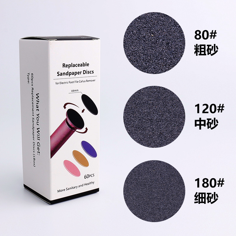 suministro directo transfronterizo de 44mm manicuras pie papel de lija adhesivo para el salón de belleza para remover la piel muerta y reparar el papel de lija redondo de manicuras