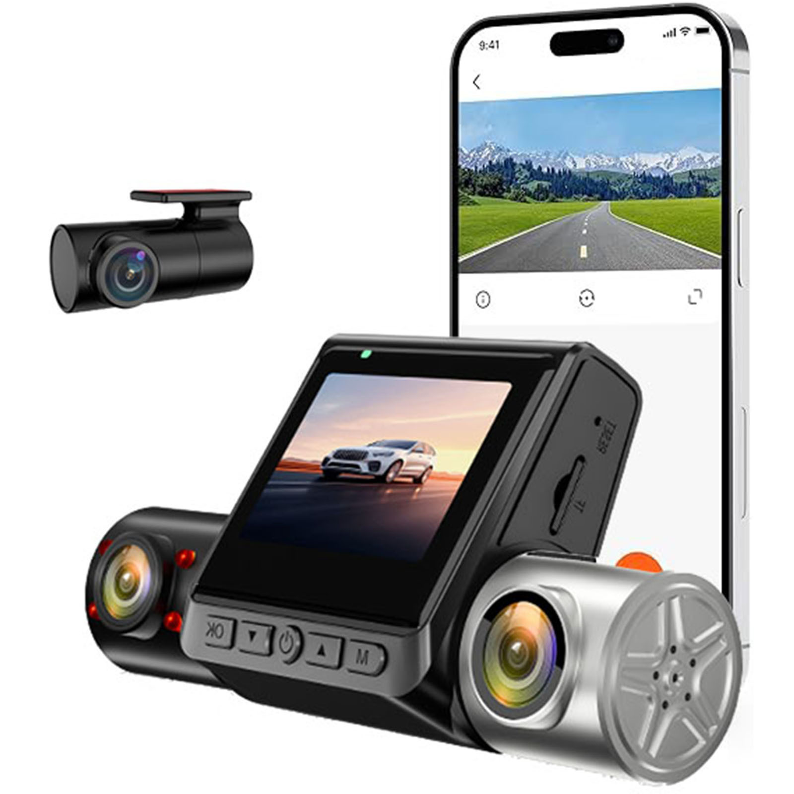 行车记录仪三镜头三录前后双录带车内停车监控Dash Cam 3 Channel