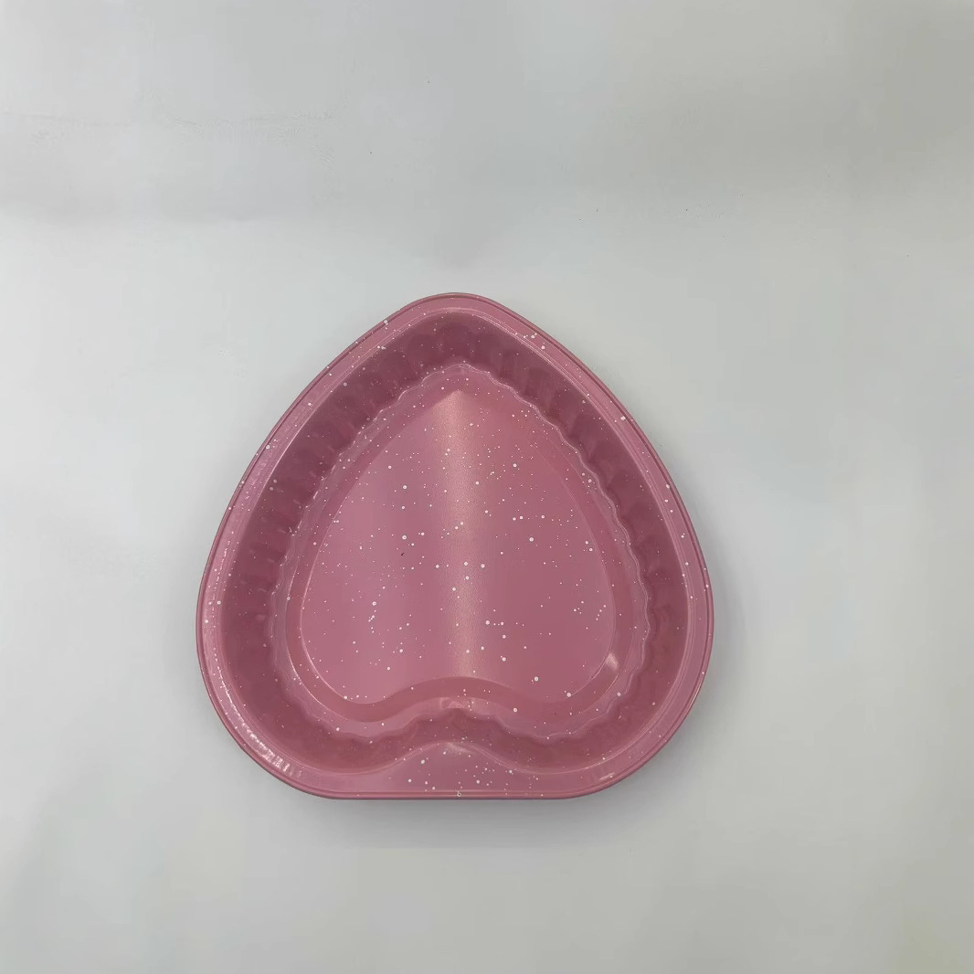 Acero al carbono de suministro directo recubrimiento antiadherente amor placa de horneado molde de encaje en forma de corazón borde curado fondo sólido placa de horneado resistente a alta temperatura image 4
