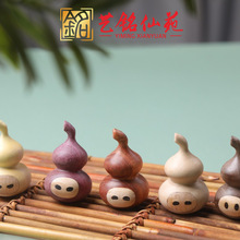 黄杨木雕笑脸葫芦可爱实木创意桌面摆件木质拼接福禄可爱小物件