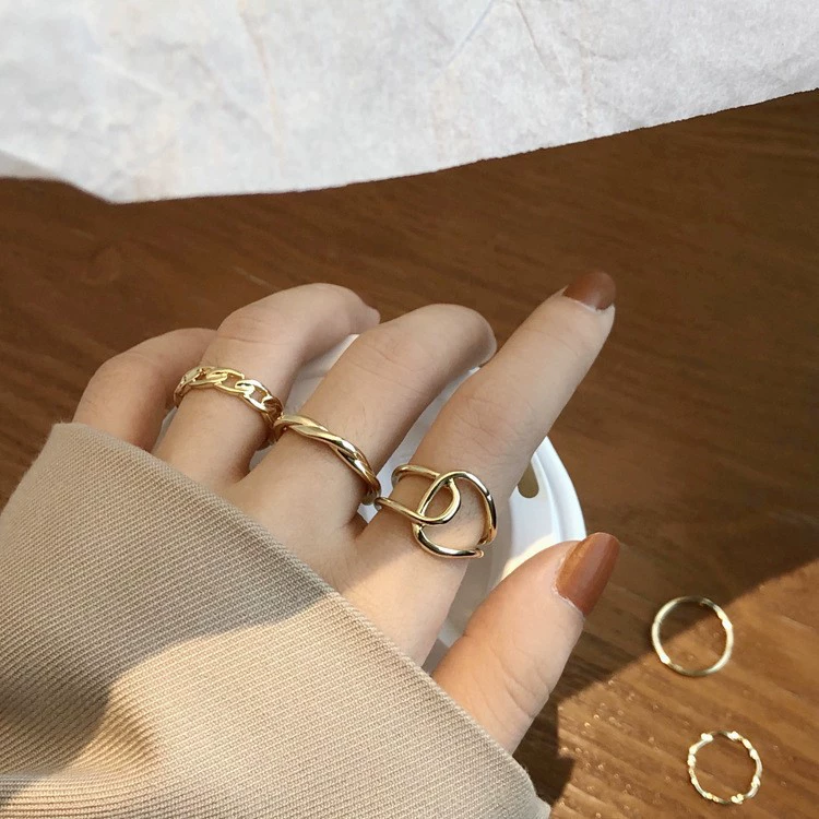 Ring multi-joint set, European style, metal adjustable stackable rings, assorted designs