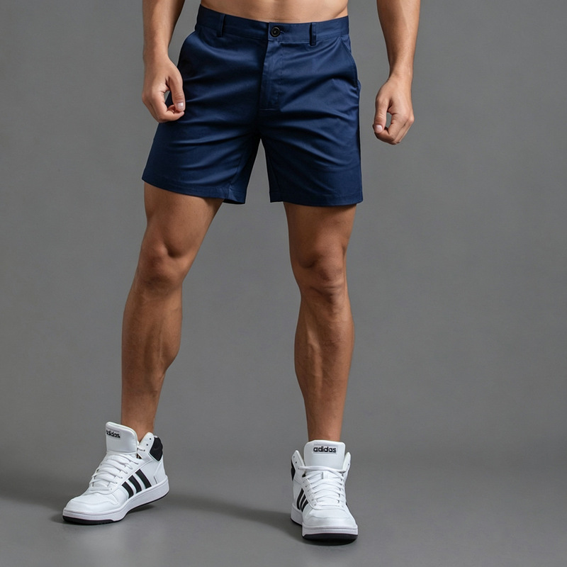 Summer men's pure cotton casual shorts, mid-waist straight slim-fit knee-length shorts, available in multiple colors, breathable sports pants Summer men's pure cotton casual shorts, mid-waist straight slim-fit knee-length shorts, available in multiple colors, breathable sports pants