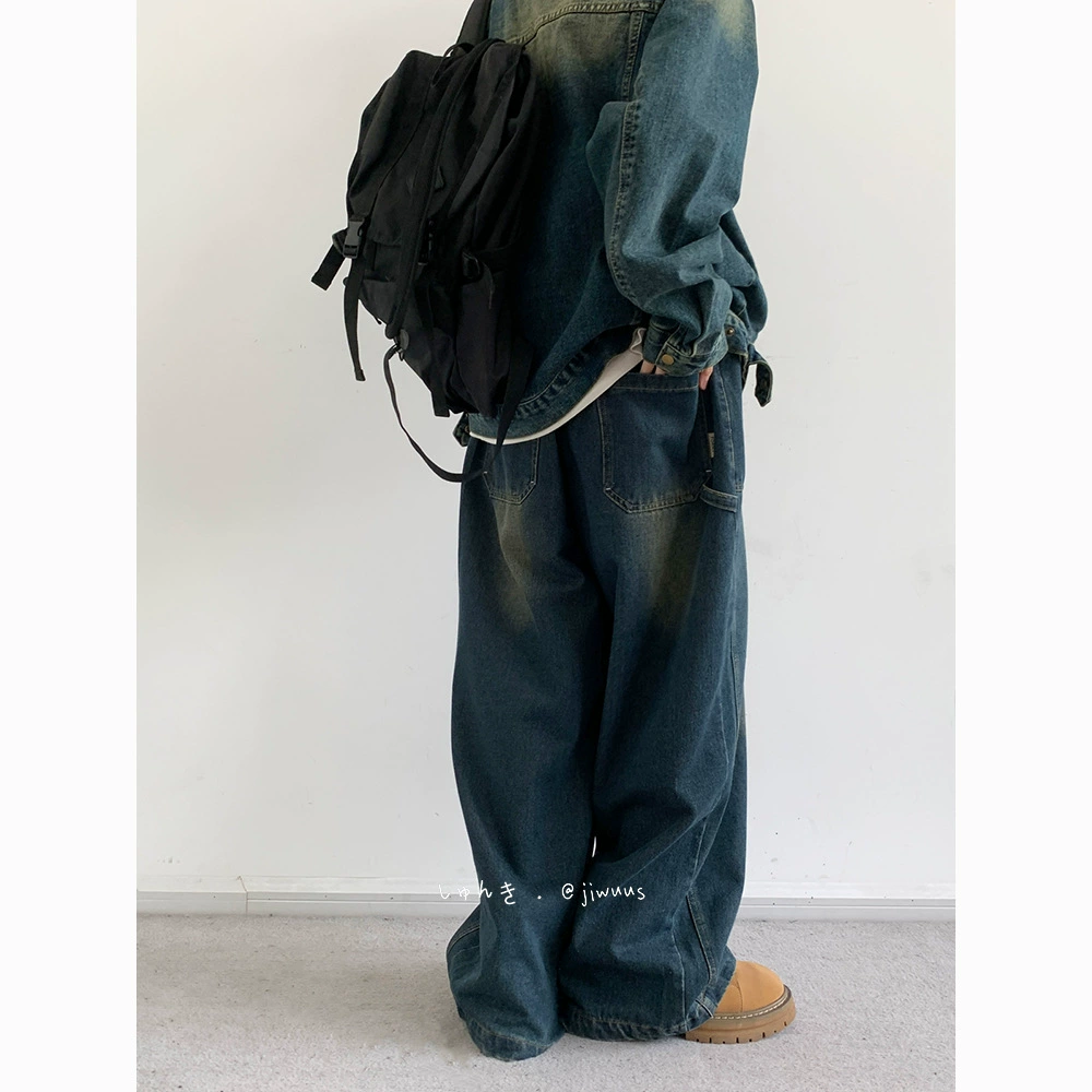 Японские ретро-джинсы для мужчин и женщин, синяя форма медсестры, брюки для любимых, свободный крой, оверсайз, plus size