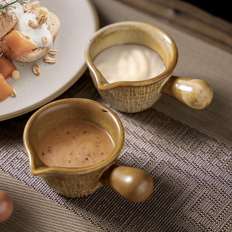 复古陶瓷个性把手调味小奶碟蘸料小奶盅壶酱汁牛排甜品酱料甜品碟