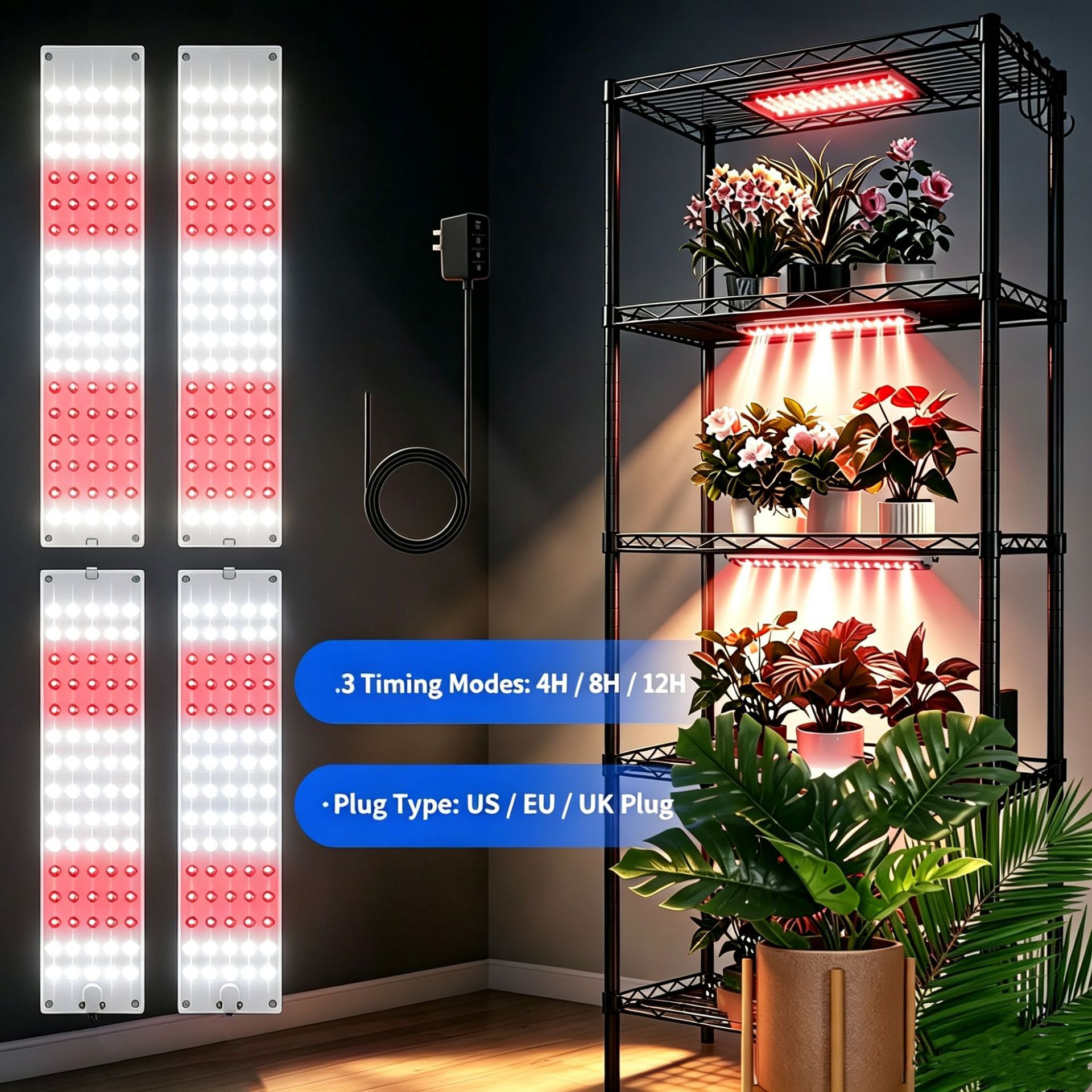 LED plant lamp solar-powered
