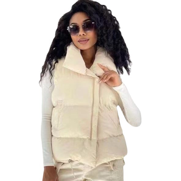 Ropa de mujer Chaleco de algodón Chaleco de algodón sin mangas de nuevo estilo para mujer Chaleco exterior Chaqueta Chaleco simple de otoño e invierno Lote de chaleco de algodón para mujer_voghion.com